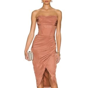 Prom wedding guest Bardot Jamila Corset Dress Size 2, XS, Chestnut